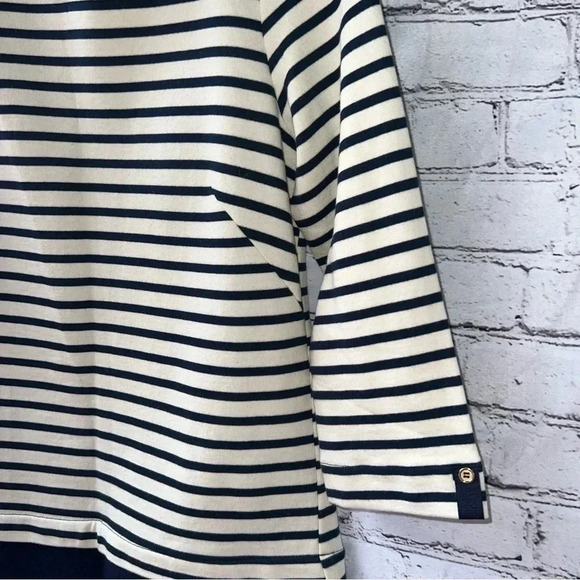 Zara Basics Navy and Cream Striped Midi Dress Size Small‎ - Picture 3 of 5